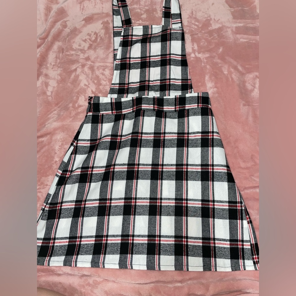 SHEIN overall plaid dress
